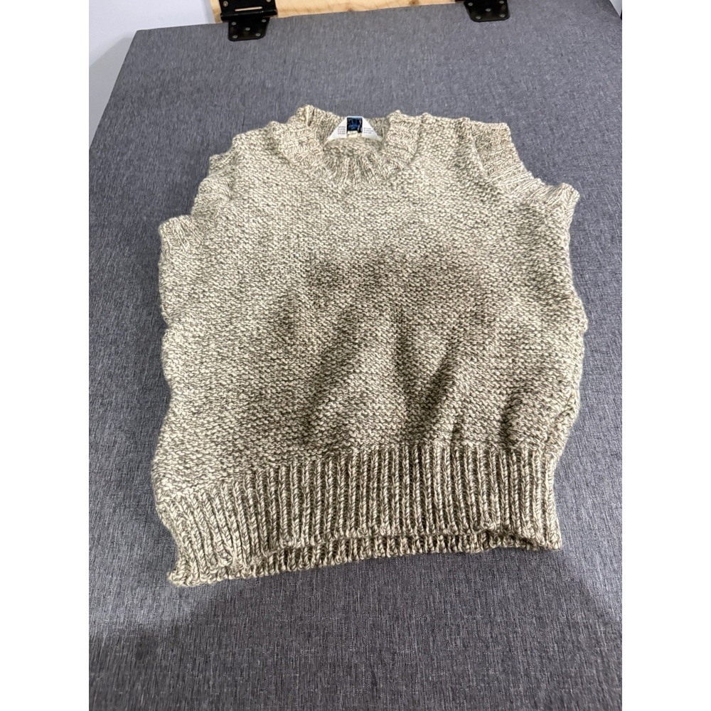Norsewear Women's Lagen Look Crewneck Chunky Beige Sweater Vest Virgin Wool XL